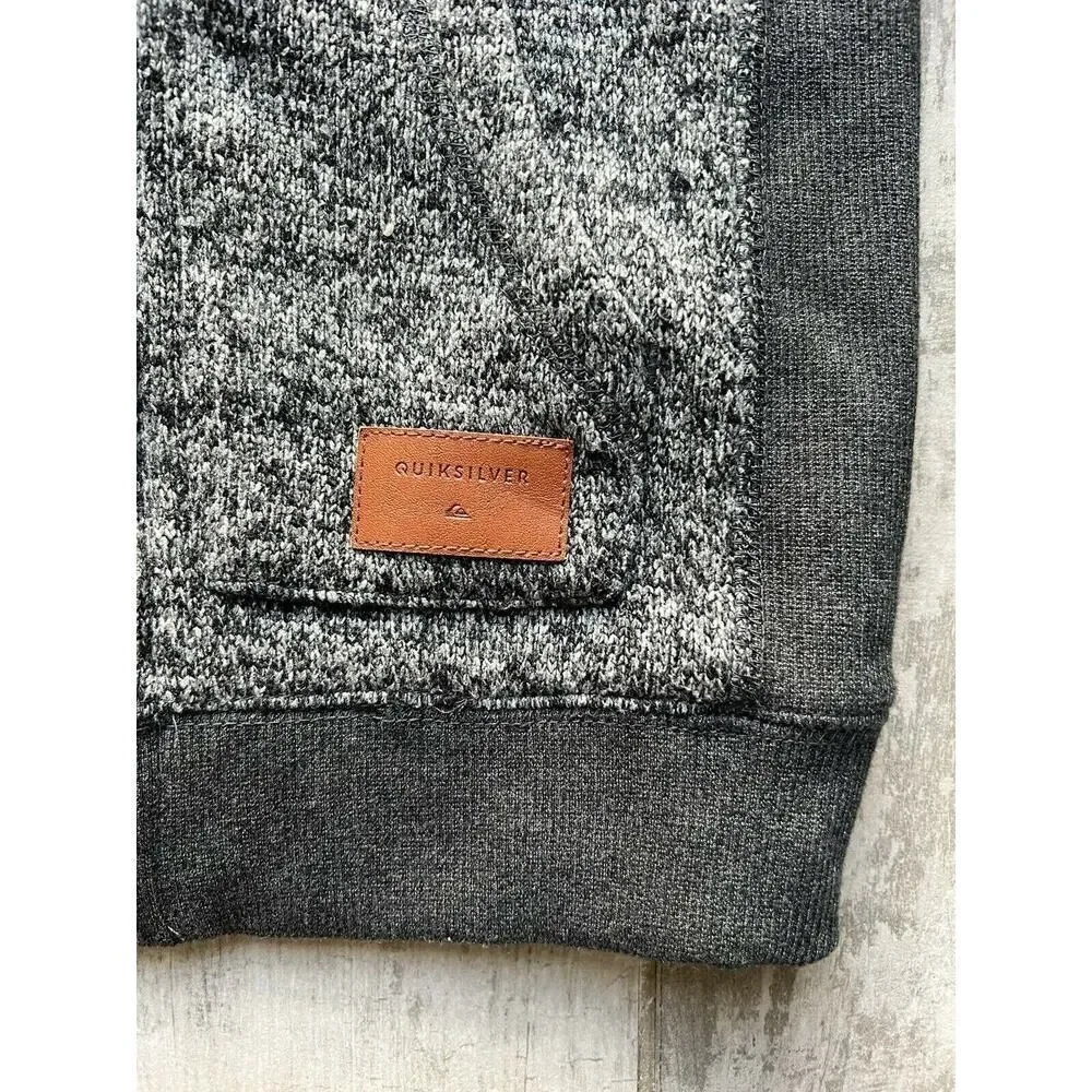$55 QUIKSILVER Zip Hooded Sweatshirt Hoodie Boys Gray Kids KELLER Fleece Lined 7